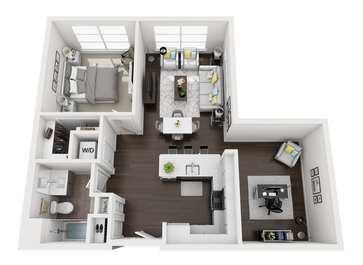 A2-1 Fairfield One Bedroom Apartment Floor Plan