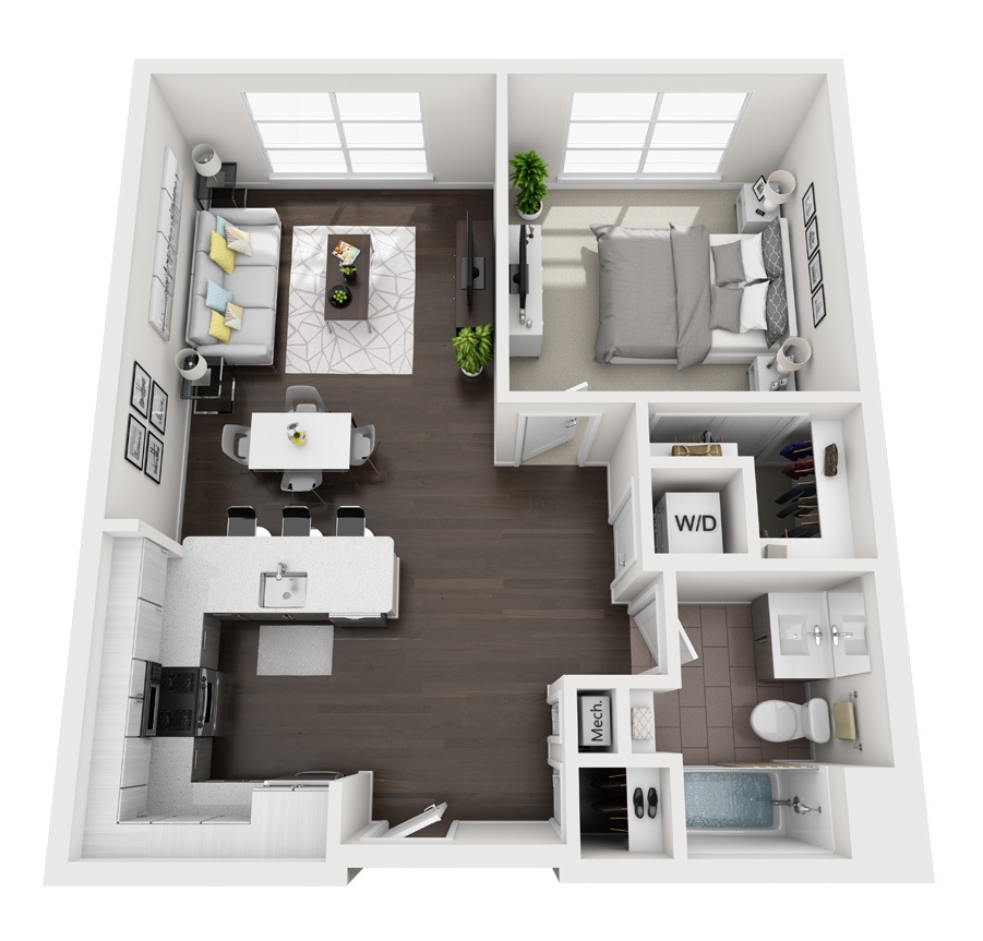 A5 Fairfield One Bedroom Apartment Floor Plan