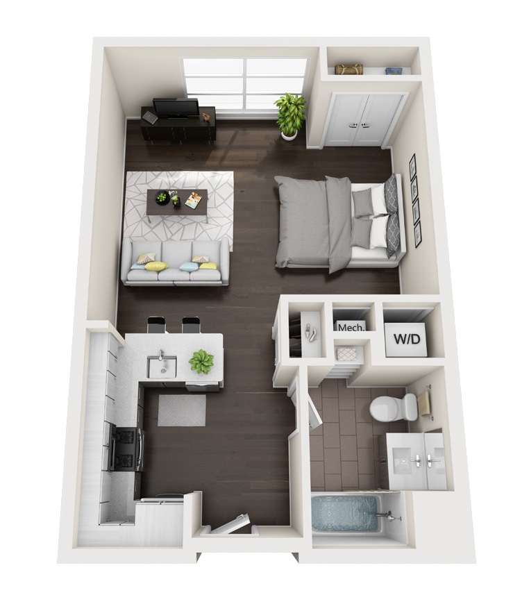 S1 Studio Floor Plan for Fairfield Apartment